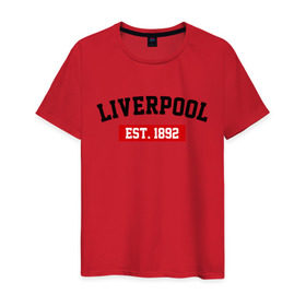 Мужская футболка хлопок с принтом FC Liverpool Est. 1892 , 100% хлопок | прямой крой, круглый вырез горловины, длина до линии бедер, слегка спущенное плечо. | Тематика изображения на принте: ливерпуль