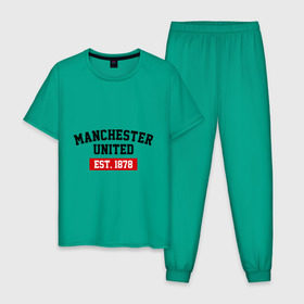 Мужская пижама хлопок с принтом FC Manchester United Est. 1878 , 100% хлопок | брюки и футболка прямого кроя, без карманов, на брюках мягкая резинка на поясе и по низу штанин
 | fc manchester united | manchester united | манчестер юнайтед