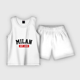 Детская пижама с шортами хлопок с принтом FC Milan Est. 1899 ,  |  | fc milan | fc милан | milan | милан | фк милан