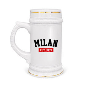 Кружка пивная с принтом FC Milan Est. 1899 ,  керамика (Материал выдерживает высокую температуру, стоит избегать резкого перепада температур) |  объем 630 мл | fc milan | fc милан | milan | милан | фк милан