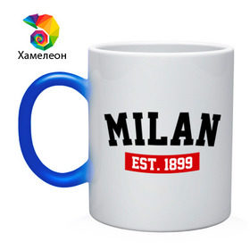 Кружка хамелеон с принтом FC Milan Est. 1899 , керамика | меняет цвет при нагревании, емкость 330 мл | fc milan | fc милан | milan | милан | фк милан