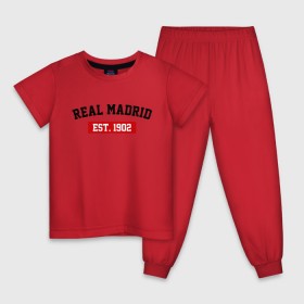Детская пижама хлопок с принтом FC Real Madrid Est. 1902 , 100% хлопок |  брюки и футболка прямого кроя, без карманов, на брюках мягкая резинка на поясе и по низу штанин
 | fc real madrid | fc real madrid est 1902 | real madrid | реал мадрид | фк реал мадрид