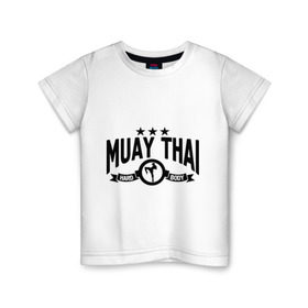 Детская футболка хлопок с принтом Muay thai boxing (Тайский бокс) , 100% хлопок | круглый вырез горловины, полуприлегающий силуэт, длина до линии бедер | Тематика изображения на принте: муай тай