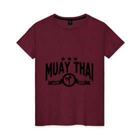 Женская футболка хлопок с принтом Muay thai boxing (Тайский бокс) , 100% хлопок | прямой крой, круглый вырез горловины, длина до линии бедер, слегка спущенное плечо | муай тай