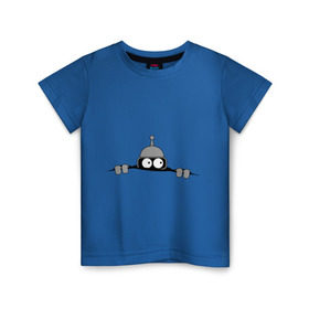 Детская футболка хлопок с принтом Bender из-под футболки , 100% хлопок | круглый вырез горловины, полуприлегающий силуэт, длина до линии бедер | bender | futurama | бендер | фатурама | футурама
