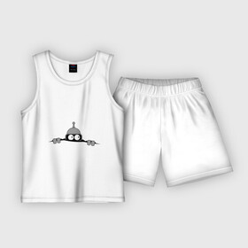 Детская пижама с шортами хлопок с принтом Bender из под футболки ,  |  | bender | futurama | бендер | фатурама | футурама