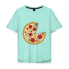 Мужская футболка хлопок Oversize с принтом Пицца парная , 100% хлопок | свободный крой, круглый ворот, “спинка” длиннее передней части | Тематика изображения на принте: pizza | влюбленным | для влюбленных | для двоих | для пар | парные | пицца