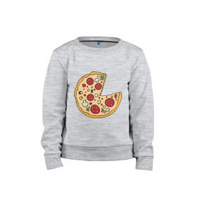 Детский свитшот хлопок с принтом Пицца парная , 100% хлопок | круглый вырез горловины, эластичные манжеты, пояс и воротник | Тематика изображения на принте: pizza | влюбленным | для влюбленных | для двоих | для пар | парные | пицца