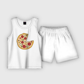Детская пижама с шортами хлопок с принтом Пицца парная ,  |  | Тематика изображения на принте: pizza | влюбленным | для влюбленных | для двоих | для пар | парные | пицца