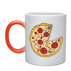 Кружка хамелеон с принтом Пицца парная , керамика | меняет цвет при нагревании, емкость 330 мл | pizza | влюбленным | для влюбленных | для двоих | для пар | парные | пицца