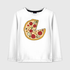 Детский лонгслив хлопок с принтом Пицца парная , 100% хлопок | круглый вырез горловины, полуприлегающий силуэт, длина до линии бедер | Тематика изображения на принте: pizza | влюбленным | для влюбленных | для двоих | для пар | парные | пицца