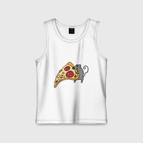 Детская майка хлопок с принтом Кусочек пиццы парная ,  |  | Тематика изображения на принте: pizza | влюбленным | для влюбленных | для двоих | для пар | мышонок | пара | парные | пицца