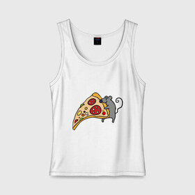 Женская майка хлопок с принтом Кусочек пиццы парная , 95% хлопок, 5% эластан |  | pizza | влюбленным | для влюбленных | для двоих | для пар | мышонок | пара | парные | пицца