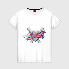 Женская футболка хлопок с принтом Angels of Anaheim , 100% хлопок | прямой крой, круглый вырез горловины, длина до линии бедер, слегка спущенное плечо | baseball | los angeles angels of anaheim | бейсбол | спорт