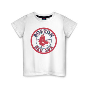 Детская футболка хлопок с принтом Boston Red Sox , 100% хлопок | круглый вырез горловины, полуприлегающий силуэт, длина до линии бедер | baseball | boston red sox | бейсбол | бостон | красные носки | ред сокс | спорт