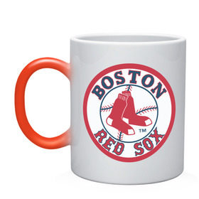 Кружка хамелеон с принтом Boston Red Sox , керамика | меняет цвет при нагревании, емкость 330 мл | baseball | boston red sox | бейсбол | бостон | красные носки | ред сокс | спорт