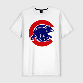 Мужская футболка премиум с принтом Chicago Cubs logo , 92% хлопок, 8% лайкра | приталенный силуэт, круглый вырез ворота, длина до линии бедра, короткий рукав | baseball | chicago cubs bear | бейсбол | спорт | чикаго