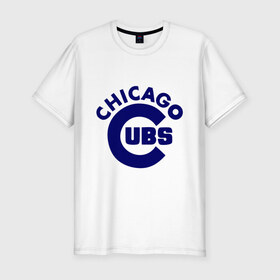 Мужская футболка премиум с принтом Chicago Cubs logotype , 92% хлопок, 8% лайкра | приталенный силуэт, круглый вырез ворота, длина до линии бедра, короткий рукав | baseball | chicago cubs bear | бейсбол | спорт | чикаго
