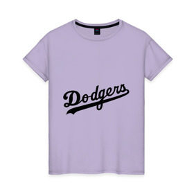 Женская футболка хлопок с принтом Dodgers , 100% хлопок | прямой крой, круглый вырез горловины, длина до линии бедер, слегка спущенное плечо | Тематика изображения на принте: baseball | dodgers | los angeles dodgers | бейсбол | доджерс | лос анджелес доджерс | спорт