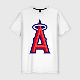 Мужская футболка премиум с принтом Los Angeles Angels of Anaheim logo , 92% хлопок, 8% лайкра | приталенный силуэт, круглый вырез ворота, длина до линии бедра, короткий рукав | Тематика изображения на принте: baseball | los angeles angels of anaheim | бейсбол | спорт