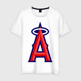 Мужская футболка хлопок с принтом Los Angeles Angels of Anaheim logo , 100% хлопок | прямой крой, круглый вырез горловины, длина до линии бедер, слегка спущенное плечо. | Тематика изображения на принте: baseball | los angeles angels of anaheim | бейсбол | спорт