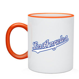 Кружка двухцветная с принтом Los Angeles Dodgers , керамика | объем — 330 мл, диаметр — 80 мм. Цветная ручка и кайма сверху, в некоторых цветах — вся внутренняя часть | baseball | los angeles dodgers | бейсбол | лос анджелес доджерс | спорт