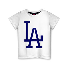 Детская футболка хлопок с принтом Los Angeles Dodgers logo , 100% хлопок | круглый вырез горловины, полуприлегающий силуэт, длина до линии бедер | Тематика изображения на принте: baseball | la | los angeles dodgers | бейсбол | лос анджелес доджерс | спорт