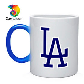 Кружка хамелеон с принтом Los Angeles Dodgers logo , керамика | меняет цвет при нагревании, емкость 330 мл | Тематика изображения на принте: baseball | la | los angeles dodgers | бейсбол | лос анджелес доджерс | спорт