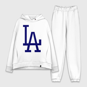 Женский костюм хлопок Oversize с принтом Los Angeles Dodgers logo ,  |  | baseball | la | los angeles dodgers | бейсбол | лос анджелес доджерс | спорт