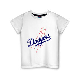 Детская футболка хлопок с принтом Los Angeles Dodgers logotype , 100% хлопок | круглый вырез горловины, полуприлегающий силуэт, длина до линии бедер | baseball | los angeles dodgers | бейсбол | лос анджелес доджерс | спорт
