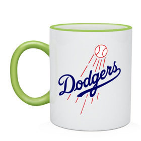 Кружка двухцветная с принтом Los Angeles Dodgers logotype , керамика | объем — 330 мл, диаметр — 80 мм. Цветная ручка и кайма сверху, в некоторых цветах — вся внутренняя часть | Тематика изображения на принте: baseball | los angeles dodgers | бейсбол | лос анджелес доджерс | спорт
