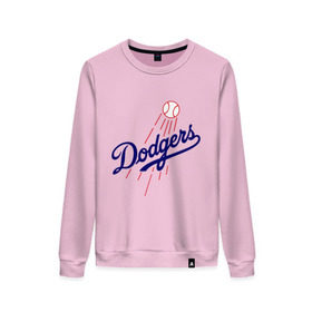 Женский свитшот хлопок с принтом Los Angeles Dodgers logotype , 100% хлопок | прямой крой, круглый вырез, на манжетах и по низу широкая трикотажная резинка  | baseball | los angeles dodgers | бейсбол | лос анджелес доджерс | спорт