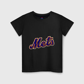 Детская футболка хлопок с принтом Mets , 100% хлопок | круглый вырез горловины, полуприлегающий силуэт, длина до линии бедер | baseball | mets | new york mets | бейсбол | нью йорк метс | спорт