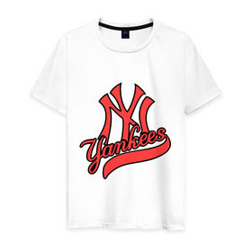 Мужская футболка хлопок с принтом New York Yankees logo , 100% хлопок | прямой крой, круглый вырез горловины, длина до линии бедер, слегка спущенное плечо. | baseball | new york yankees | бейсбол | нью йорк янкиз | спорт | янки