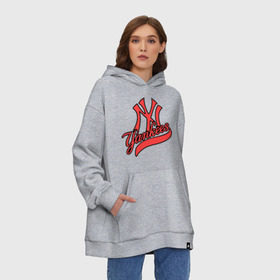 Худи SuperOversize хлопок с принтом New York Yankees logo , 70% хлопок, 30% полиэстер, мягкий начес внутри | карман-кенгуру, эластичная резинка на манжетах и по нижней кромке, двухслойный капюшон
 | baseball | new york yankees | бейсбол | нью йорк янкиз | спорт | янки