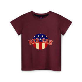 Детская футболка хлопок с принтом Red Sox , 100% хлопок | круглый вырез горловины, полуприлегающий силуэт, длина до линии бедер | baseball | boston red sox | бейсбол | бостон | красные носки | ред сокс | спорт