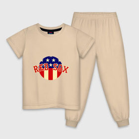 Детская пижама хлопок с принтом Red Sox , 100% хлопок |  брюки и футболка прямого кроя, без карманов, на брюках мягкая резинка на поясе и по низу штанин
 | baseball | boston red sox | бейсбол | бостон | красные носки | ред сокс | спорт