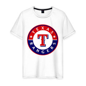 Мужская футболка хлопок с принтом Texas Rangers , 100% хлопок | прямой крой, круглый вырез горловины, длина до линии бедер, слегка спущенное плечо. | 