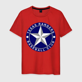 Мужская футболка хлопок с принтом Texas Rangers Baseball Club , 100% хлопок | прямой крой, круглый вырез горловины, длина до линии бедер, слегка спущенное плечо. | baseball | texas rangers | бейсбол | спорт | техас рейнджерс