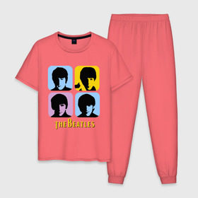 Мужская пижама хлопок с принтом The Beatles pop art , 100% хлопок | брюки и футболка прямого кроя, без карманов, на брюках мягкая резинка на поясе и по низу штанин
 | beatles | the beatles | the beatles pop art | бителс