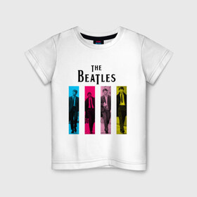 Детская футболка хлопок с принтом Walking Beatles , 100% хлопок | круглый вырез горловины, полуприлегающий силуэт, длина до линии бедер | beatles | the beatles | walking beatles | бителс