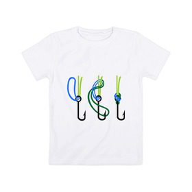 Детская футболка хлопок с принтом Рыболовный узел , 100% хлопок | круглый вырез горловины, полуприлегающий силуэт, длина до линии бедер | крючок | ноживка | рыбаку | рыбалка | рыболов | удочка