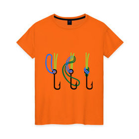 Женская футболка хлопок с принтом Рыболовный узел , 100% хлопок | прямой крой, круглый вырез горловины, длина до линии бедер, слегка спущенное плечо | крючок | ноживка | рыбаку | рыбалка | рыболов | удочка