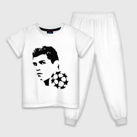 Детская пижама хлопок с принтом C.Ronaldo , 100% хлопок |  брюки и футболка прямого кроя, без карманов, на брюках мягкая резинка на поясе и по низу штанин
 | football | footballplayer | real madrid | криштиану роналдо | реал мадрилд | футбол | футболерывкашники