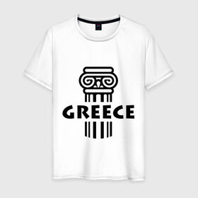 Мужская футболка хлопок с принтом Греция , 100% хлопок | прямой крой, круглый вырез горловины, длина до линии бедер, слегка спущенное плечо. | greece | греция