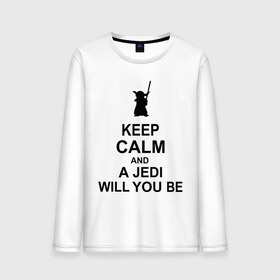 Мужской лонгслив хлопок с принтом Keep calm and a jedi will you be , 100% хлопок |  | Тематика изображения на принте: keep calm | keep calm and a jedi will you be