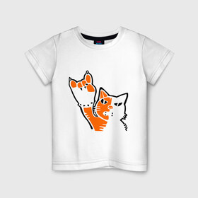 Детская футболка хлопок с принтом Рокерский котейка , 100% хлопок | круглый вырез горловины, полуприлегающий силуэт, длина до линии бедер | котейка | рокерский котейка