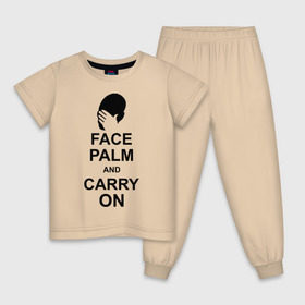 Детская пижама хлопок с принтом Facepalm and carry on , 100% хлопок |  брюки и футболка прямого кроя, без карманов, на брюках мягкая резинка на поясе и по низу штанин
 | 