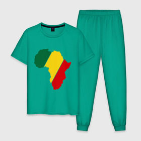 Мужская пижама хлопок с принтом Мама Африка , 100% хлопок | брюки и футболка прямого кроя, без карманов, на брюках мягкая резинка на поясе и по низу штанин
 | bob marley | reggae | раста | растаманские | растафари