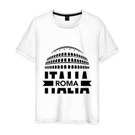 Мужская футболка хлопок с принтом Italia , 100% хлопок | прямой крой, круглый вырез горловины, длина до линии бедер, слегка спущенное плечо. | Тематика изображения на принте: italia | roma | италия | колизей | рим
